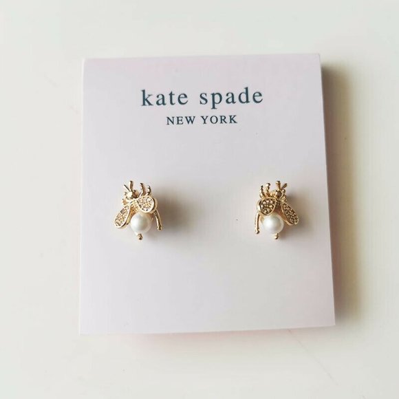 kate spade Jewelry - Kate Spade Pearl Bee Stud Earrings